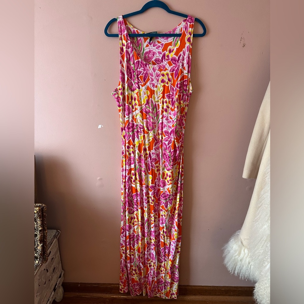 Ralph Lauren Pink and Orange Floral Dress